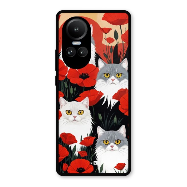 Floral Cat Metal Back Case for Oppo Reno10