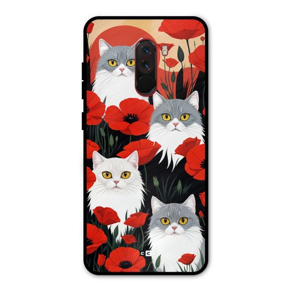 Floral Cat Metal Back Case for Poco F1