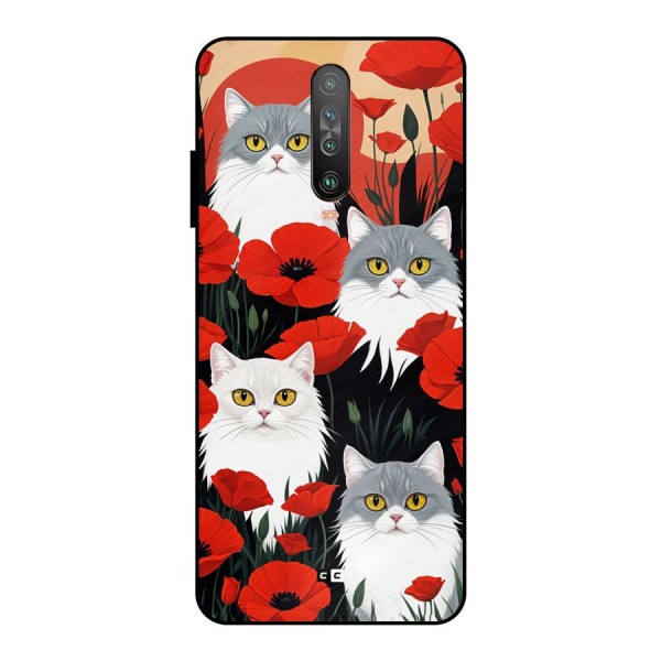 Floral Cat Metal Back Case for Poco X2