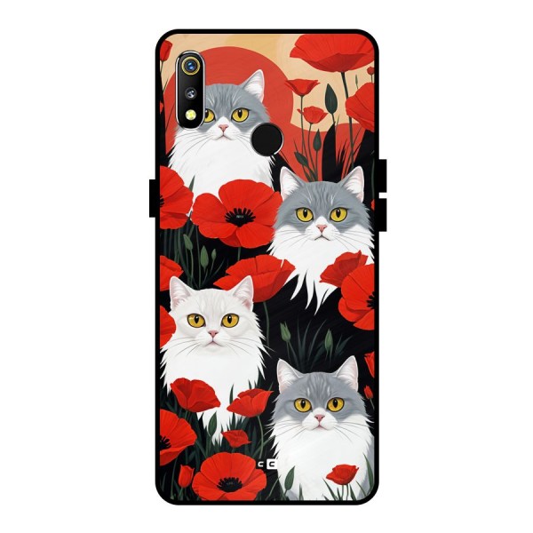 Floral Cat Metal Back Case for Realme 3