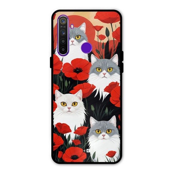 Floral Cat Metal Back Case for Realme 5i