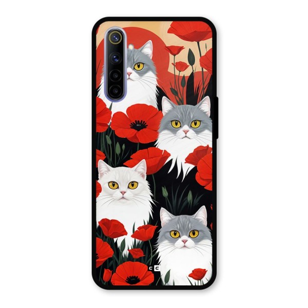 Floral Cat Metal Back Case for Realme 6