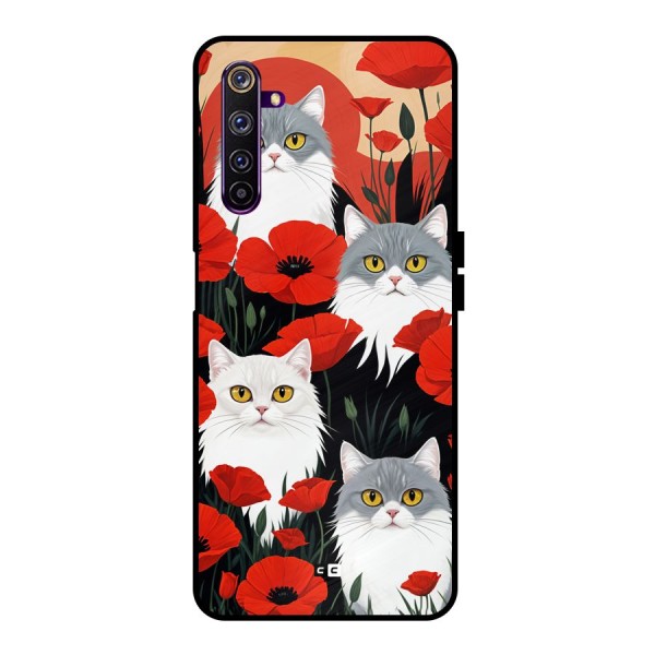 Floral Cat Metal Back Case for Realme 6 Pro