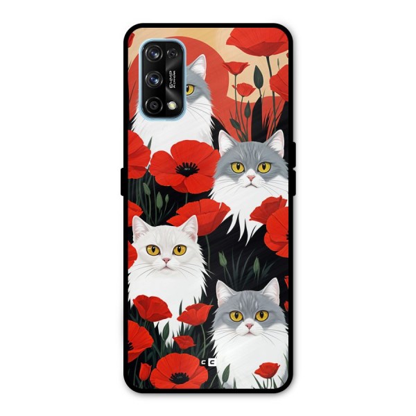 Floral Cat Metal Back Case for Realme 7 Pro