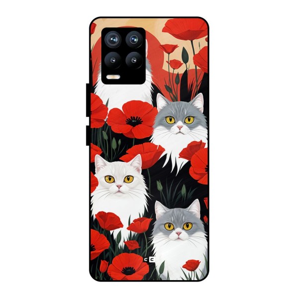 Floral Cat Metal Back Case for Realme 8