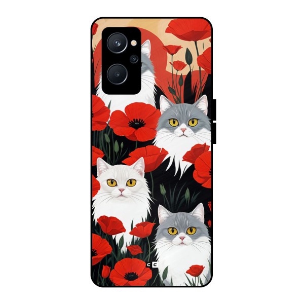 Floral Cat Metal Back Case for Realme 9i 5G