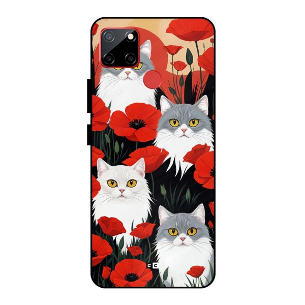 Floral Cat Metal Back Case for Realme C12