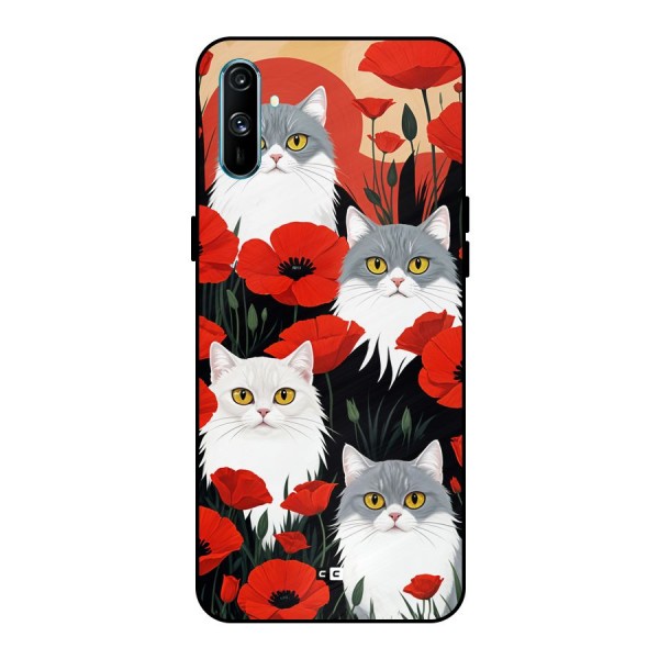 Floral Cat Metal Back Case for Realme C3