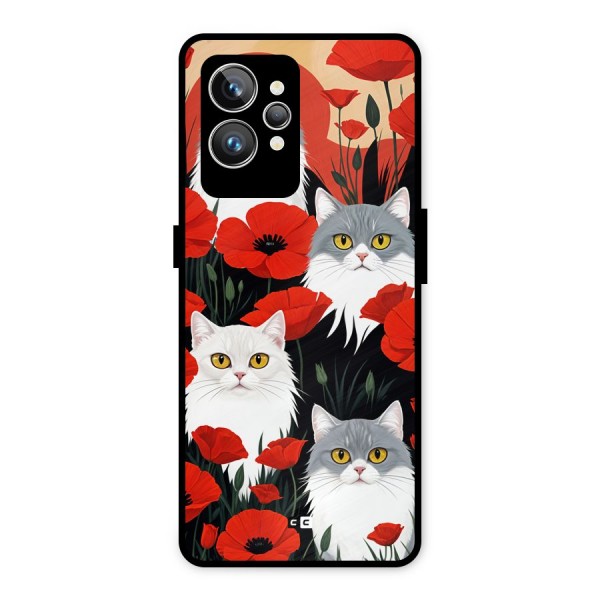 Floral Cat Metal Back Case for Realme GT2 Pro