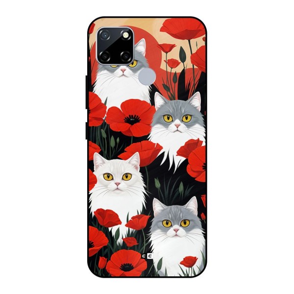 Floral Cat Metal Back Case for Realme Narzo 20