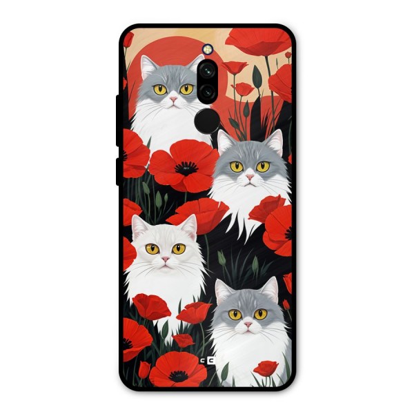 Floral Cat Metal Back Case for Redmi 8