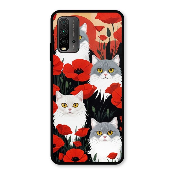 Floral Cat Metal Back Case for Redmi 9 Power