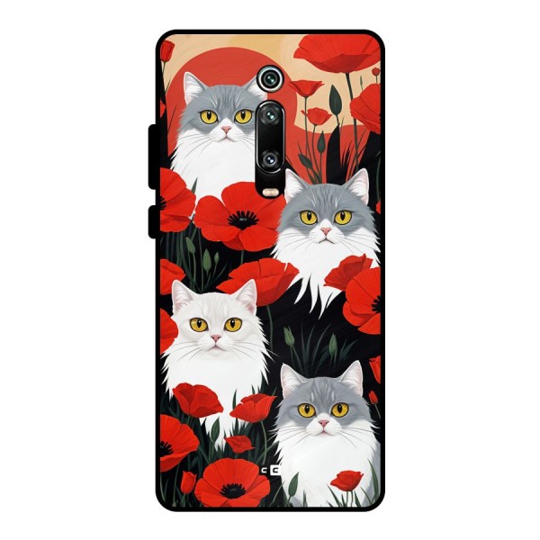 Floral Cat Metal Back Case for Redmi K20 Pro