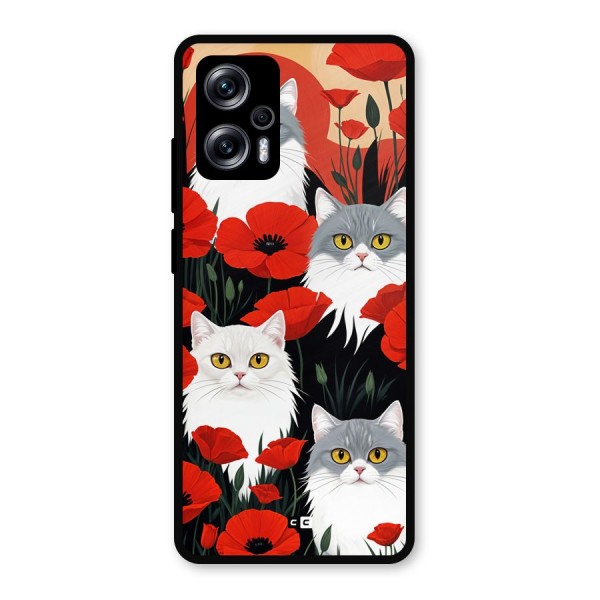 Floral Cat Metal Back Case for Redmi K50i