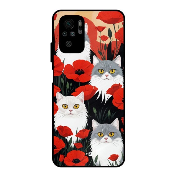 Floral Cat Metal Back Case for Redmi Note 10