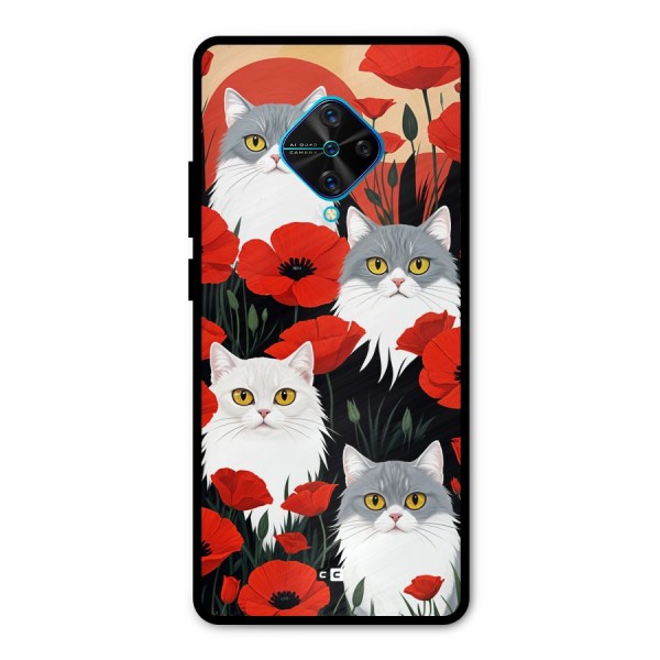 Floral Cat Metal Back Case for Vivo S1 Pro