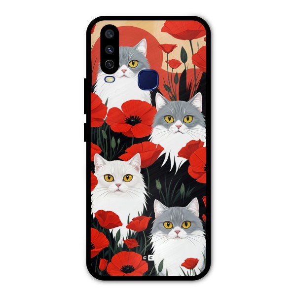 Floral Cat Metal Back Case for Vivo U10