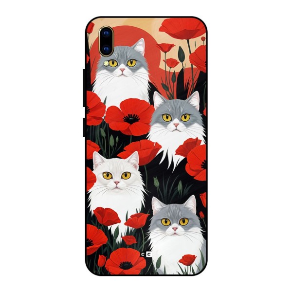 Floral Cat Metal Back Case for Vivo V11 Pro