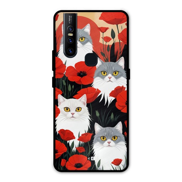 Floral Cat Metal Back Case for Vivo V15