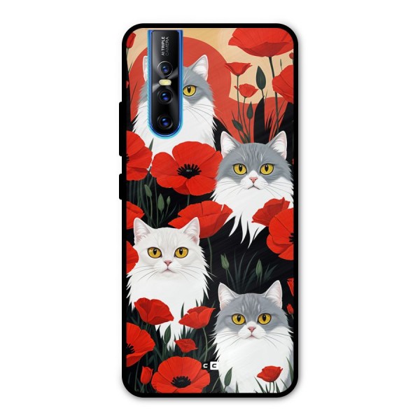 Floral Cat Metal Back Case for Vivo V15 Pro