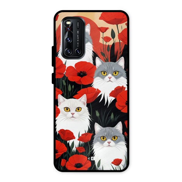 Floral Cat Metal Back Case for Vivo V19