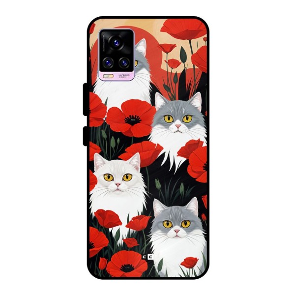 Floral Cat Metal Back Case for Vivo V20 Pro