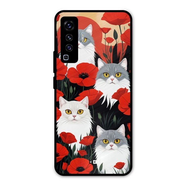 Floral Cat Metal Back Case for Vivo X50