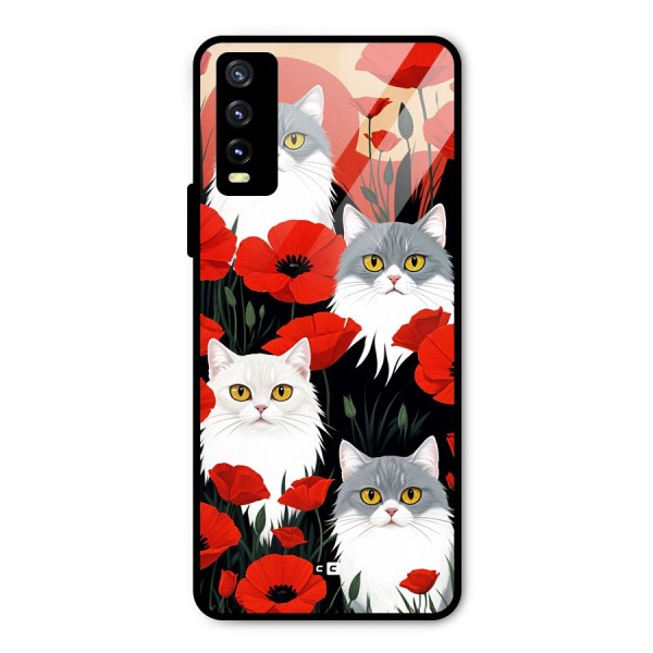 Floral Cat Metal Back Case for Vivo Y20 2021