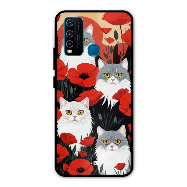 Floral Cat Metal Back Case for Vivo Y50