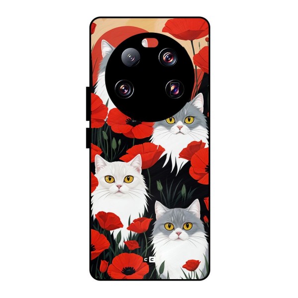 Floral Cat Metal Back Case for Xiaomi 13 Ultra