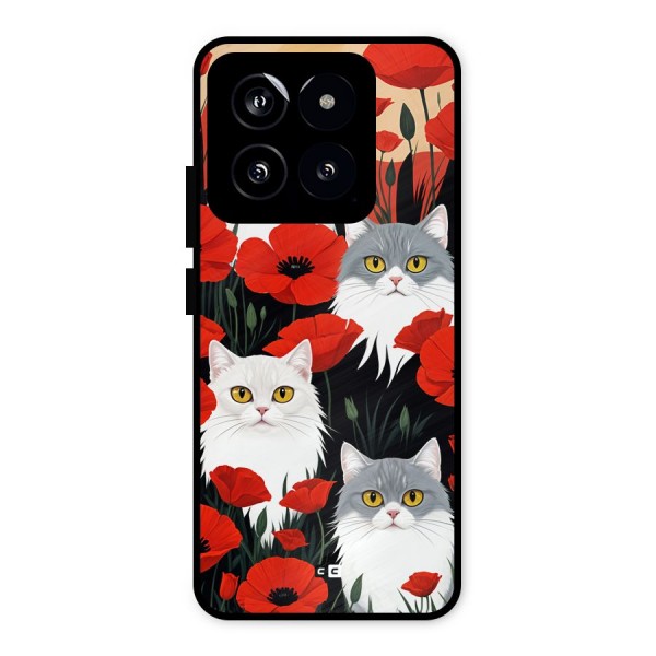 Floral Cat Metal Back Case for Xiaomi 14