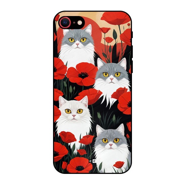 Floral Cat Metal Back Case for iPhone 7