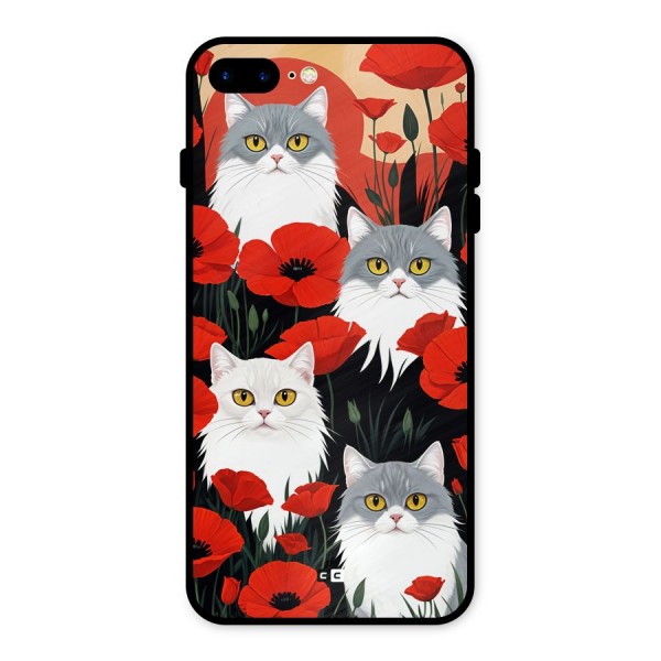 Floral Cat Metal Back Case for iPhone 8 Plus