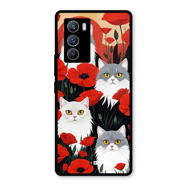 Floral Cat Metal Back Case for iQOO 9 SE