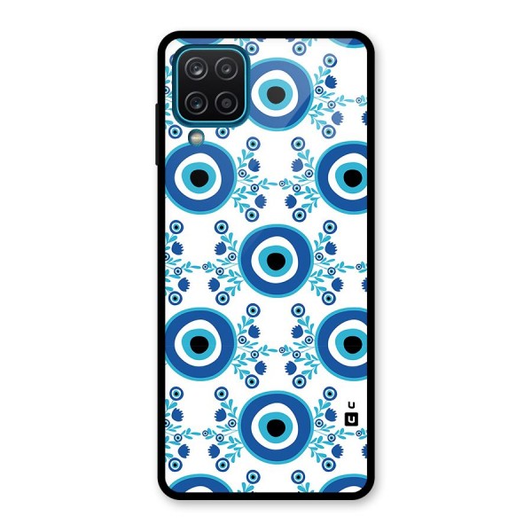 Floral Evil Eyes Glass Back Case for Galaxy A12