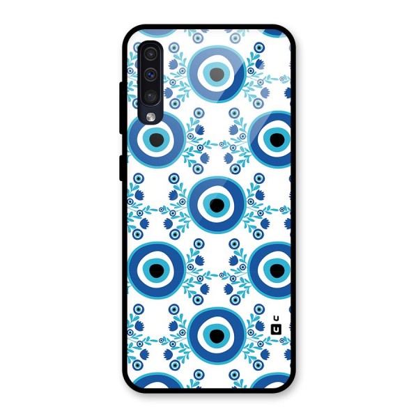 Floral Evil Eyes Glass Back Case for Galaxy A50