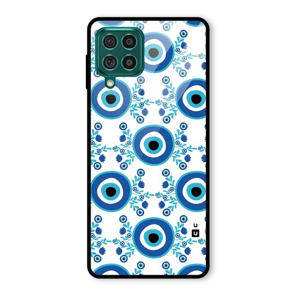 Floral Evil Eyes Glass Back Case for Galaxy F62