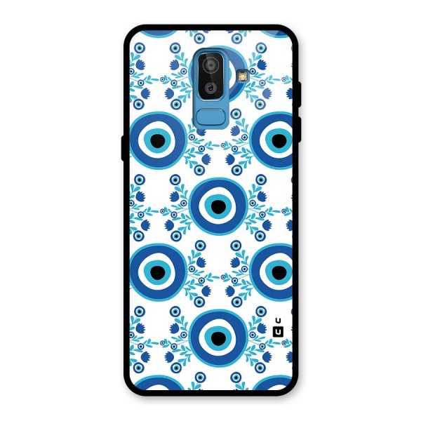 Floral Evil Eyes Glass Back Case for Galaxy J8