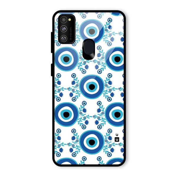 Floral Evil Eyes Glass Back Case for Galaxy M21