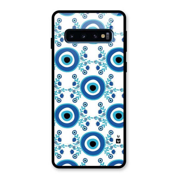 Floral Evil Eyes Glass Back Case for Galaxy S10