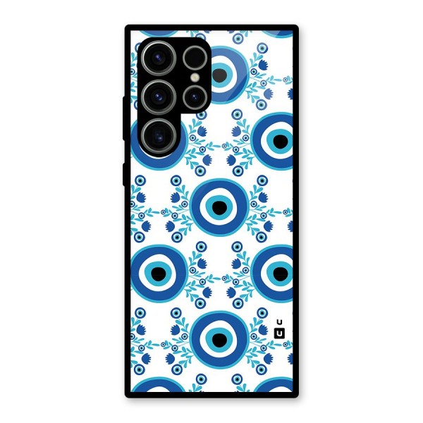 Floral Evil Eyes Glass Back Case for Galaxy S23 Ultra
