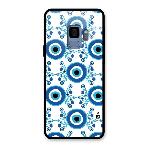 Floral Evil Eyes Glass Back Case for Galaxy S9