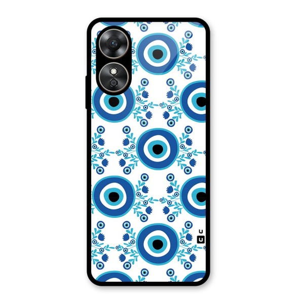 Floral Evil Eyes Glass Back Case for Oppo A17