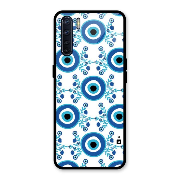 Floral Evil Eyes Glass Back Case for Oppo F15