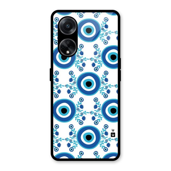 Floral Evil Eyes Glass Back Case for Oppo F23