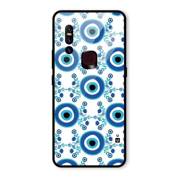 Floral Evil Eyes Glass Back Case for Vivo V15