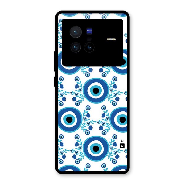 Floral Evil Eyes Glass Back Case for Vivo X80