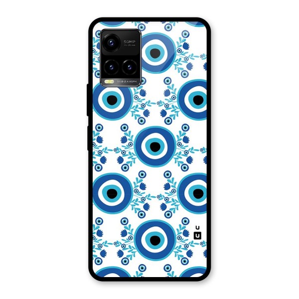 Floral Evil Eyes Glass Back Case for Vivo Y21A