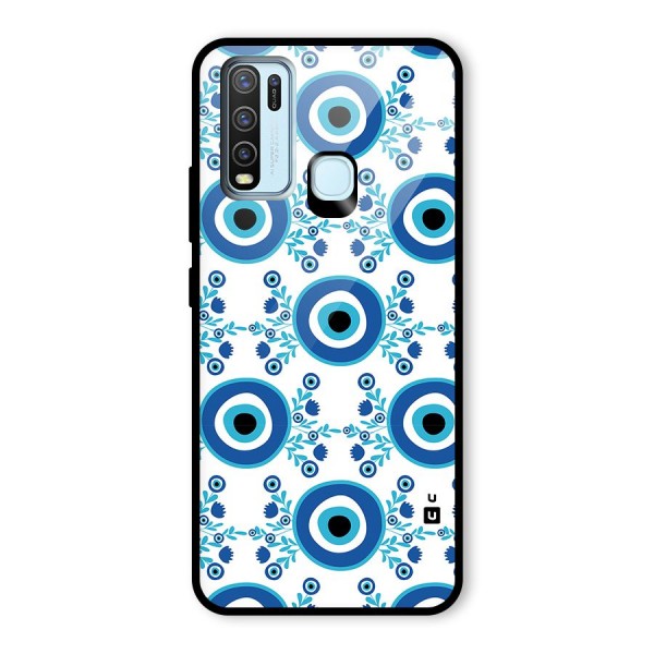 Floral Evil Eyes Glass Back Case for Vivo Y30