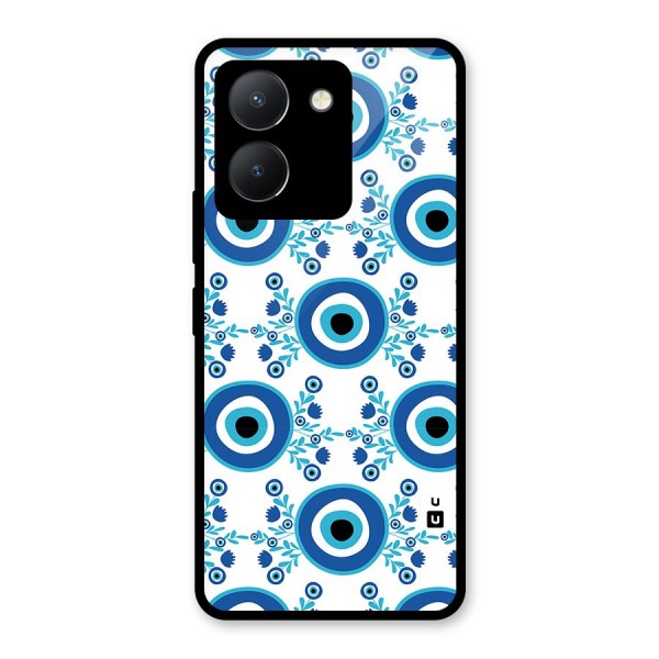 Floral Evil Eyes Glass Back Case for Vivo Y36